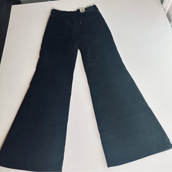 Levi's Ribcage Bell Jean Women 29x32 Black Corduroy High Rise Premium Wide Leg - Picture 5 of 11